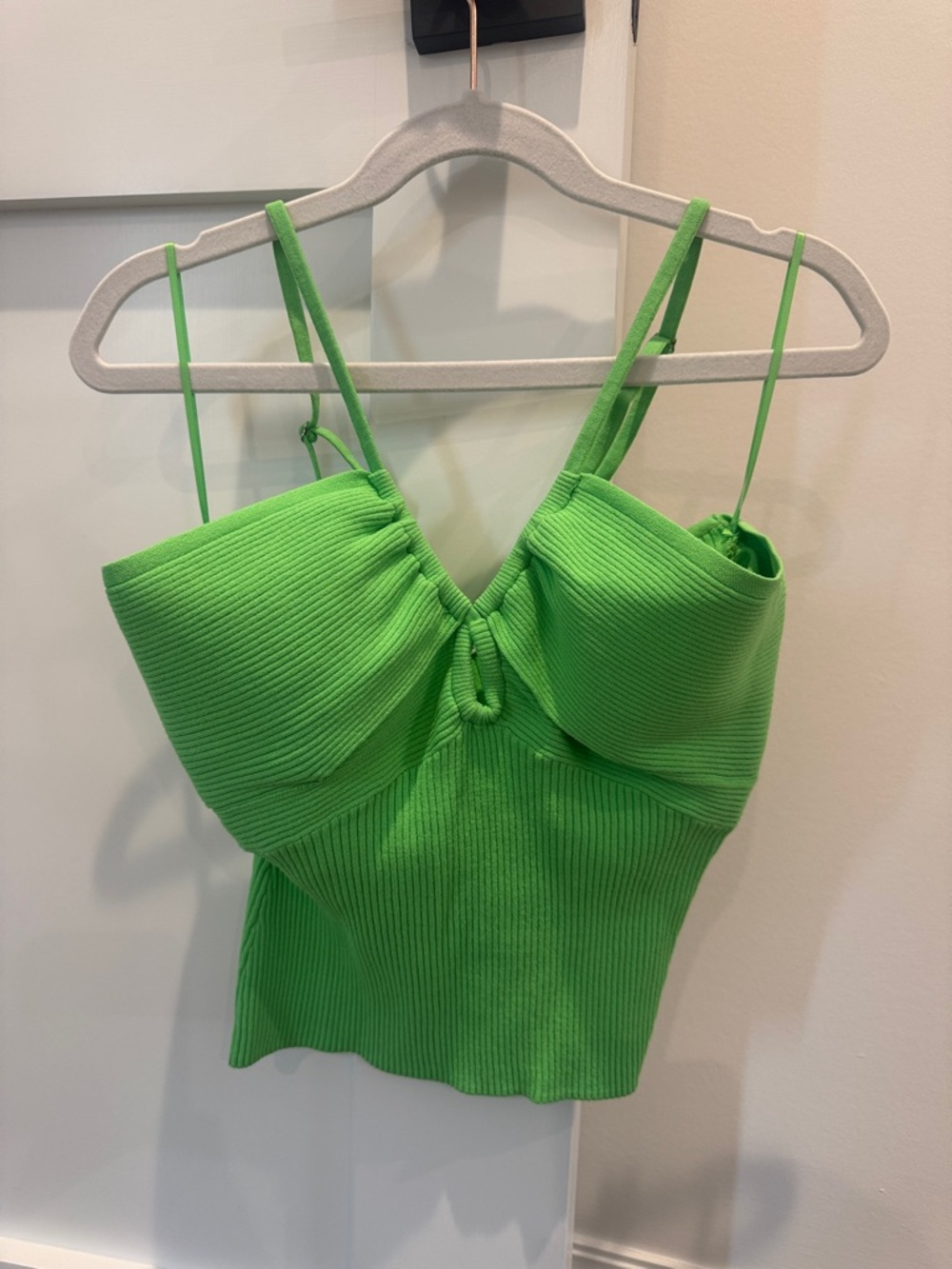 ALC Green Ribbed Knot-Front Cami Top